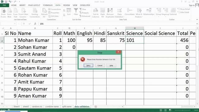 Data Validation Part A | Must be Number Greater Than or Equal to 0 and Less Than or Equal to 100 смотреть онлайн