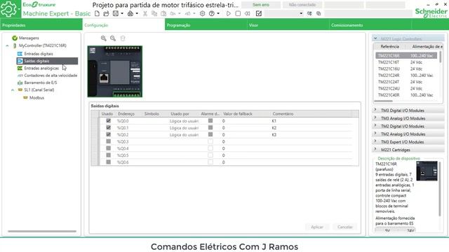 Estrela Triângulo com PLC modelo TM221C16R Schneider смотреть онлайн