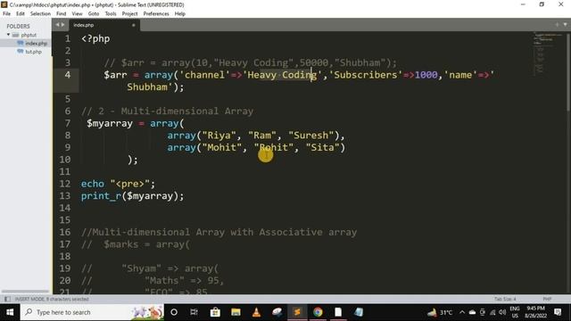 Array in php | Multidimensional array in php in hindi | php tutorial for beginners full - 30 #array смотреть онлайн