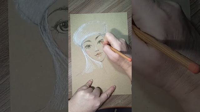Снегурочка - рисунок на крафтовой бумаге. смотреть онлайн