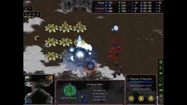 StarCraft: Brood War Zergus VS 3 Terran карта Optimizer с комментариями смотреть онлайн