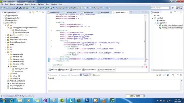 Add Activity in Manifest File (Intent in Android Tutorial 4) смотреть онлайн