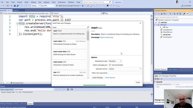 تهيئة بيئة العمل react.Js و node.js و TypeScript على vs2019 смотреть онлайн