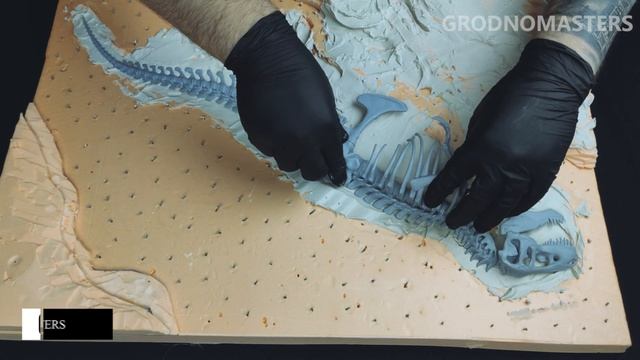 Диорама с динозавром в столе // останки T-Rex смотреть онлайн