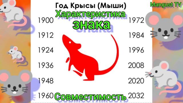 ?ГОД КРЫСЫ (МЫШИ)? ХАРАКТЕРИСТИКА ПО ГОДУ РОЖДЕНИЯ. ГОРОСКОП. смотреть онлайн
