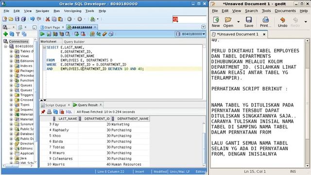 Menampilkan record yang berasal dari beberapa tabel menggunakan perintah SQL Oracle - Bagian 2 смотреть онлайн