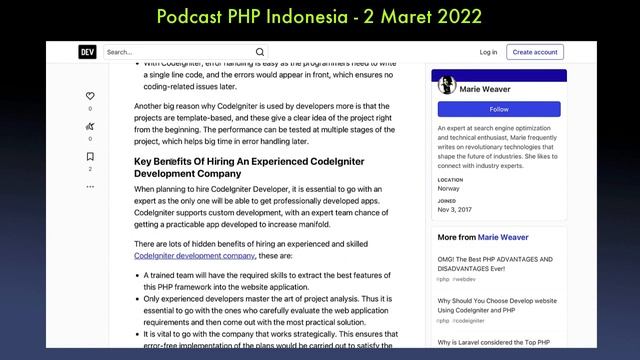 Podcast PHP Indonesia - 2 Maret 2022 (Drupal 10, WordPress 5.9.1) смотреть онлайн