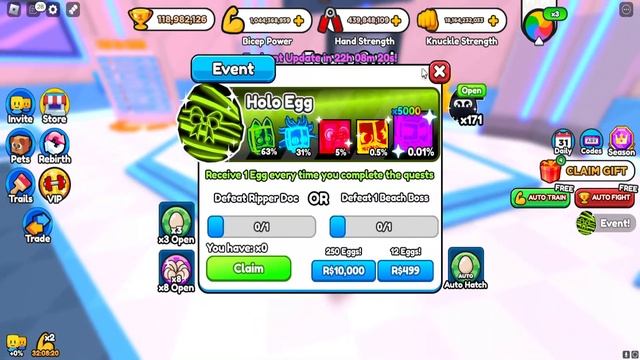 How To Get *HOLO EVENT EGGS* For FREE In Arm Wrestle Simulator (Roblox) смотреть онлайн