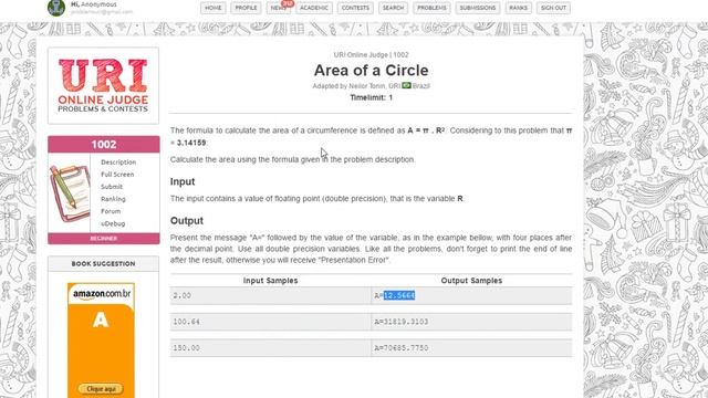 URI Online Judge Solutions in Java - Problem 1002 смотреть онлайн