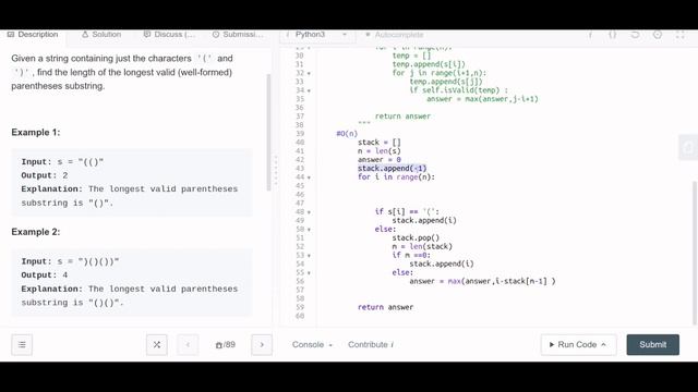 Longest Valid Parentheses Leetcode | GeeksforGeeks | InterviewBit | Hard Problem смотреть онлайн