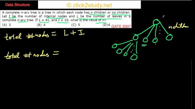 Data Structure Example 1.015 GATE CS 2007 (complete n-ary tree) смотреть онлайн