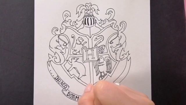 How to draw Harry Potter Hogwarts Houses Crest | Hogwarts Logo смотреть онлайн