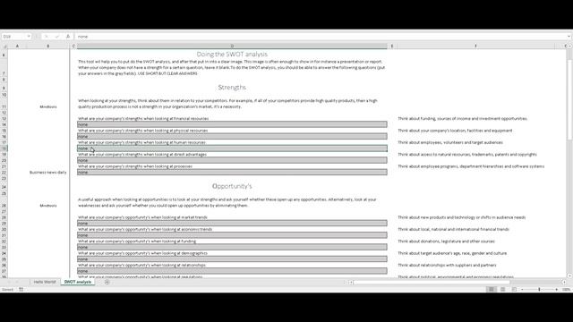 SWOT Analysis Format Template Excel Sheet | Spreadsheet Download смотреть онлайн