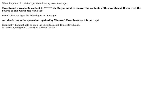 Excel found unreadable content / Workbook cannot be opened or repaired смотреть онлайн