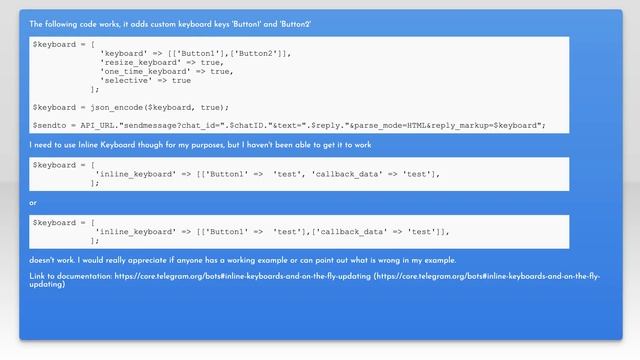 Telegram Bot Inline Keyboard not displaying PHP смотреть онлайн