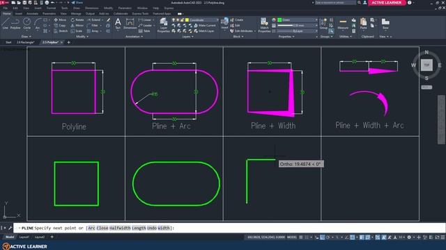 เขียนแบบ AutoCAD เบื้องต้น autocad คำสั่งเขียนวัตถุ Polyline PLINE (PL) смотреть онлайн