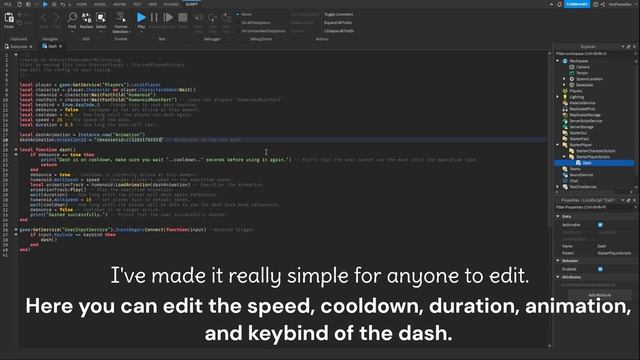 Simple Dashing Script (Roblox Studio) [R6/R15] смотреть онлайн