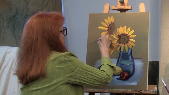 Oil Painting Sunflowers in a Blue Vase Part Two смотреть онлайн