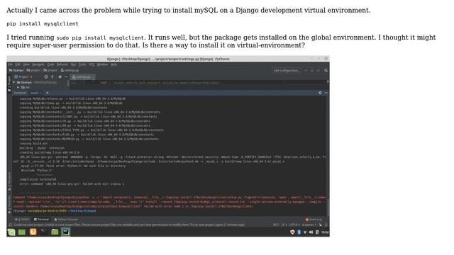 Installing the python packages in virtual enviroment with sudo смотреть онлайн