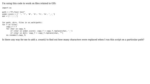 GIS: Counting how many times .replace() is called during script in python? смотреть онлайн