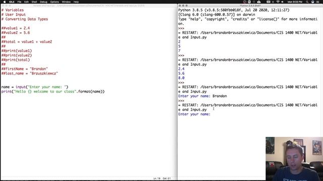 Python Variables and User Input смотреть онлайн