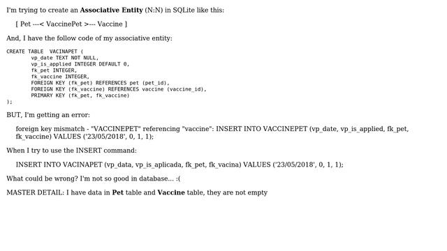 SQLite error: foreign key mismatch when I try to make an INSERT command смотреть онлайн