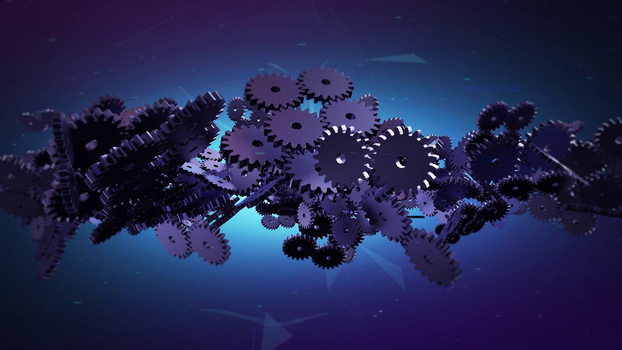 Анимированный абстрактный геометрический фон: Техно шестиренки