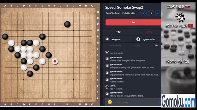Igor Eged (SVK) vs Nguyễn Công Minh (VNM) - Gomoku.com promo match смотреть онлайн