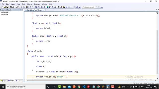 Write a Java program to calculate area of Circle, Triangle & Rectangle.(Use Method Overloading) смотреть онлайн