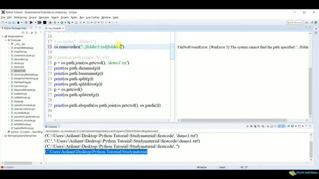 40. OS module in Python || Part-2 || Python Tutorial || By Arihant Jain || Study Material смотреть онлайн