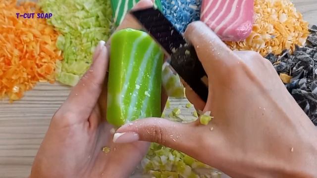 ASMR SOAPcarving|cutting Soap|резка мыла|сухое полосатое мыло