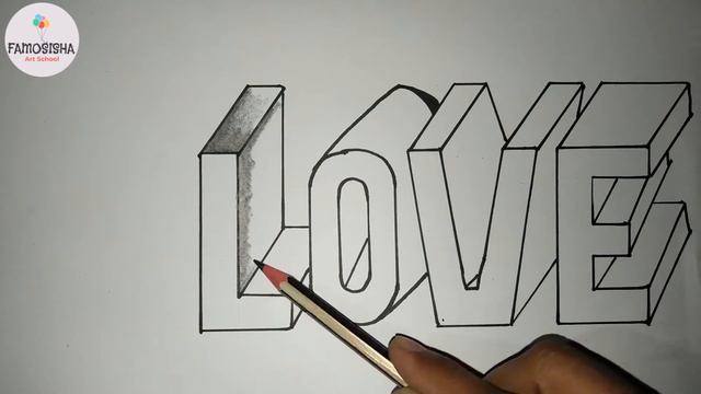 how to draw love in 3d #3ddrawing #3dblockletter смотреть онлайн