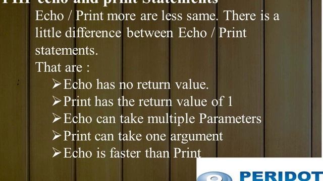 PHP Course in chennai with echo / print | Peridot systems смотреть онлайн