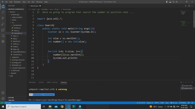 Search the number From the array in Java смотреть онлайн