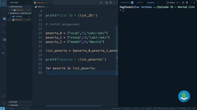 Belajar Python [Dasar] - 33 - Nested List / List Bersarang смотреть онлайн