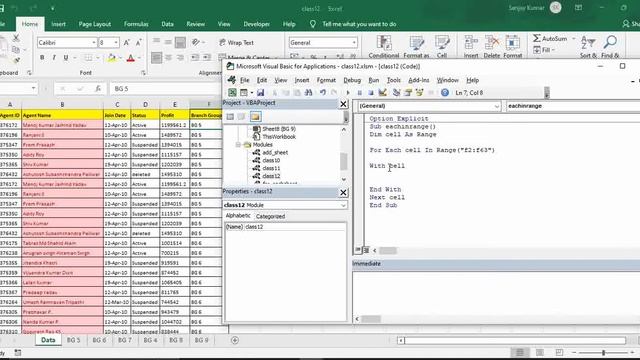 For Each loop in excel vba. Debug in excel vba. excel vba tutorial in hindi. смотреть онлайн