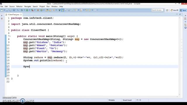 reduce methods in ConcurrentHashMap Java 8 | Java 8 new API смотреть онлайн