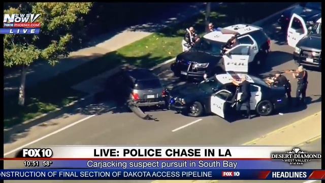 POLICE CHASE: Slow-Speed Pursuit, Suspect Drives in REVERSE in, Hour-Long LAPD Standoff (FNN) смотреть онлайн