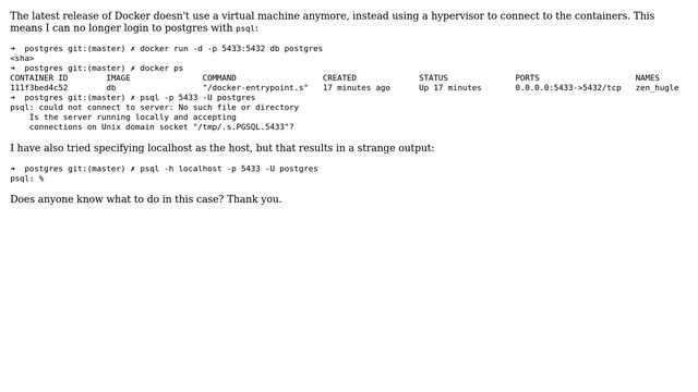Databases: How to connect to a Postgres server in a Docker (1.12.0) container on a Mac? смотреть онлайн
