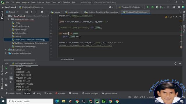 Working With Links - Selenium Automation with Python, Pycharm IDE смотреть онлайн