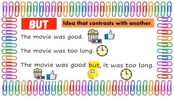 Conjunctions and, but, or, so, because