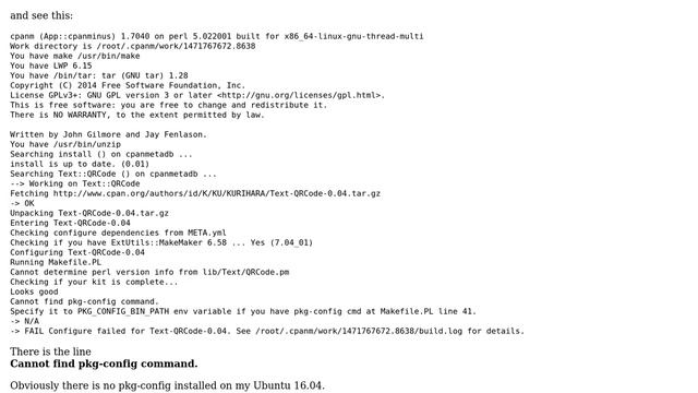 Ubuntu: cpan installer fails with "Cannot find pkg-config command." смотреть онлайн