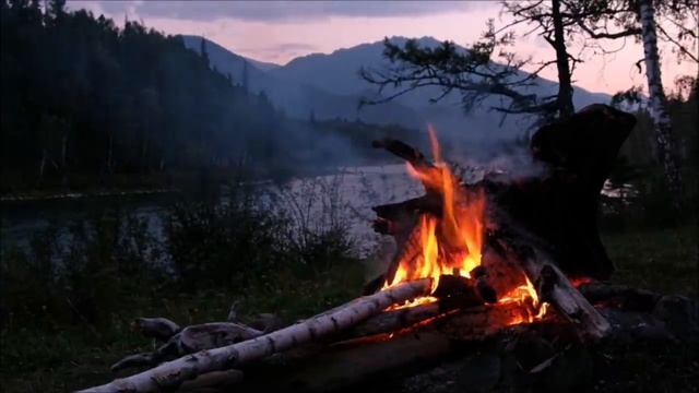 Релак, расслабляющая музыка для сна с горящим костром.