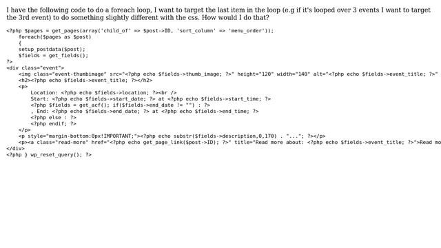 Wordpress: In a foreach loop, how do I target the last item in the loop? (2 Solutions!!) смотреть онлайн