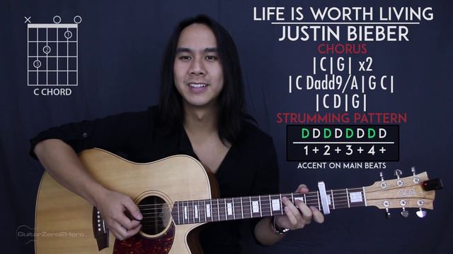 Life Is Worth Living - Justin Bieber Acoustic Guitar Tutorial Lesson смотреть онлайн