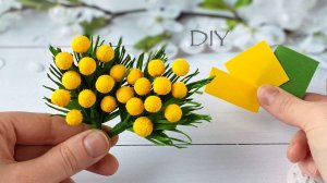 Мимоза своими руками из фоамирана Брошь к 8 Марта Цветы из фоамирана Eva foam flowers tutorial