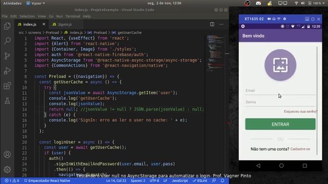 Testando o user null no AsyncStorage para automatizar o login смотреть онлайн