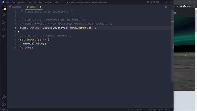 Close Modal with JavaScript in Bootstrap 5 смотреть онлайн