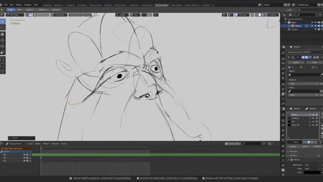 Quick Sketch - Time-lapse #4 // Blender Grease Pencil // Goblin heads смотреть онлайн