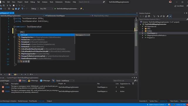Generate mapping code on build in C# смотреть онлайн